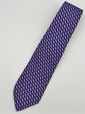 Robert Talbott Royal Blue and Cream Geometric Silk Tie
